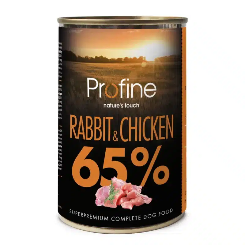 Profine-Lata-Conejo-y-Pollo Lata de pienso húmedo Profine de conejo y pollo para perros