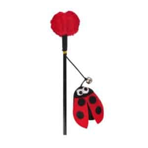 Caña de juego para gato con mariquita, 40 cm