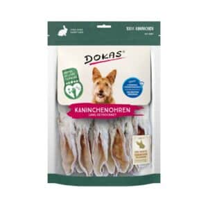 DOKAS oreja de conejo con pelo 180 g, snack natural para perro